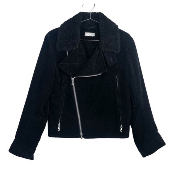 Dries Van Noten Black‎ Corduroy Shearling Moto Jacket - Picture 2 of 6